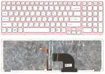 Клавиатура для ноутбука Sony Vaio (SVE17) Белый, с подсветкой (Light), (Розовый фрейм) RU