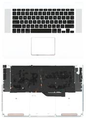 Клавиатура для ноутбука Apple MacBook Pro 2012, Early 2013 (A1398) Черный, (Серебряный TopCase), Русский (горизонтальный энтер)