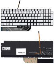 Клавиатура для ноутбука Dell Inspiron 5584 с подсветкой (Light) Серебряный, (Без фрейма), RU