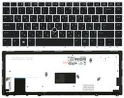 Клавиатура для ноутбука HP EliteBook Folio (9470M) с подсветкой (Light), с указателем (Point Stick), Черный, (Серебряный фрейм) RU