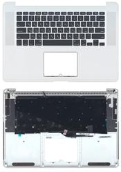 Клавиатура для ноутбука Apple MacBook Pro (A1398) Черный, (Серебряный TopCase), Русский (горизонтальный энтер)