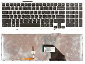 Клавиатура для ноутбука Sony Vaio (VPC-F11, VPC-F12 VPC-F13) с подсветкой (Light), Черный, (Серебряный фрейм) RU