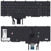 Клавиатура для ноутбука Dell Latitude (E5550) с подсветкой (Light), с указателем (Point Stick) Черный, (Без фрейма), Русский горизонтальный Enter