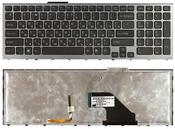 Клавиатура для ноутбука Sony Vaio (VPC-F11, VPC-F12, VPC-F13) с подсветкой (Light), Черный, (Серый фрейм) RU