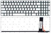 Клавиатура для ноутбука Asus (N550) с подсветкой (Light), Серебряный, (Без фрейма) RU/EN Клавиатура для ноутбука Asus (N550) с подсветкой (Light), Серебряный, (Без фрейма) RU/EN