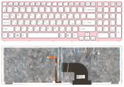 Клавиатура для ноутбука Sony Vaio (SVE17) Белый, с подсветкой (Light), (Розовый фрейм) RU