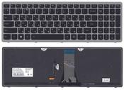 Клавиатурадля ноутбука Lenovo IdeaPad (G505S, Z510) с подсветкой (Light), Черный, (Серебряный фрейм), RU