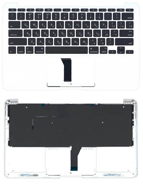 Клавиатура для ноутбука Apple MacBook Air 2013+ (A1465) Black, (Silver TopCase), Русский (горизонтальный энтер) Клавиатура для ноутбука Apple MacBook Air 2013+ (A1465) Black, (Silver TopCase), Русский (горизонтальный энтер)