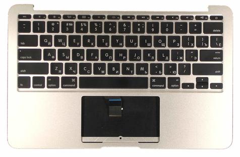 Клавиатура для ноутбука Apple MacBook Air (A1370) 2011+ Black, (Silver TopCase), Русский (горизонтальный энтер) Клавиатура для ноутбука Apple MacBook Air (A1370) 2011+ Black, (Silver TopCase), Русский (горизонтальный энтер)