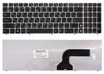 Клавиатура для ноутбука Asus K52 K53 G73 A52 G60 Черный, (Серебряный фрейм) RU