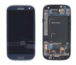 Матрица с тачскрином для Samsung Galaxy S3 Duos GT-I9300I синий с рамкой