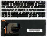 Клавиатура для ноутбука Sony Vaio (VPC-S) с подсветкой (Light), Черный, (Серебряный фрейм) RU