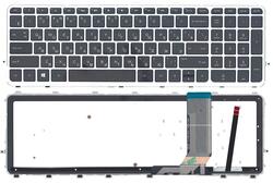 Клавиатура для ноутбука HP Envy (15-j000, Envy 15T-J, Envy 15Z-J, Envy 17-J, Envy 17T-J) с подсветкой (Light) Black, (Серебряный фрейм) RU