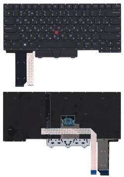 Клавиатура для ноутбука Lenovo ThinkPad E14 с подсветкой (Light), с указателем (Point Stick), Black, (Без фрейма), RU