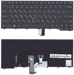 Клавиатура для ноутбука Lenovo ThinkPad Edge (T440, T440P, T440S) с подсветкой (Light), с указателем (Point Stick) Black, Черный фрейм, RU