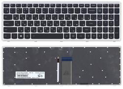 Клавиатура для ноутбука Lenovo IdeaPad U510, Z710 с подсветкой (Light), Black, (Серебряный фрейм), RU