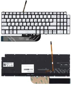 Клавиатура для ноутбука Dell Inspiron 5584 с подсветкой (Light) Silver, (Без фрейма), RU