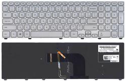 Клавиатура для ноутбука Dell Inspiron 17-7000 13-3737 17-7737 с подсветкой (Light) Silver, (Серебряный фрейм), RU