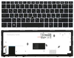 Клавиатура для ноутбука HP EliteBook Folio (9470M) с подсветкой (Light), с указателем (Point Stick), Black, (Серебряный фрейм) RU
