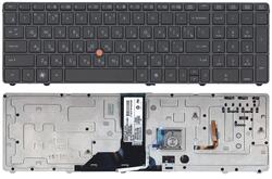 Клавиатура для ноутбука HP Elitebook (8760W) с указателем (Point Stick), Black, (Черный фрейм) RU