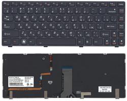 Клавиатура для ноутбука Lenovo IdeaPad (Y480) с подсветкой (Light), Black, (Черный фрейм), RU