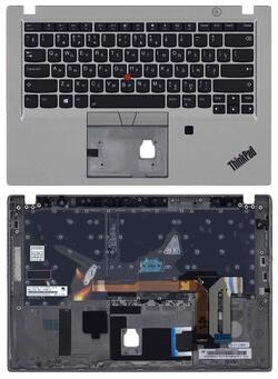 Клавиатура для ноутбука Lenovo ThinkPad T490s с указателем (Point Stick) Черный, (Серебряный TopCase) RU