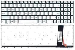 Клавиатура для ноутбука Asus (N550) с подсветкой (Light), Серебряный, (Без фрейма) RU/EN